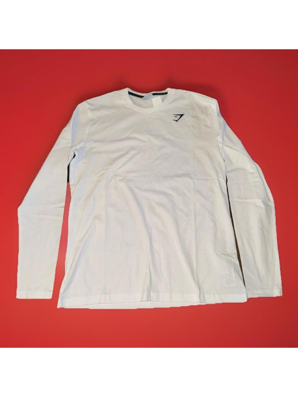Gymshark Shirt Mens Small WHITE Long Sleeve T- Shirt NWOT